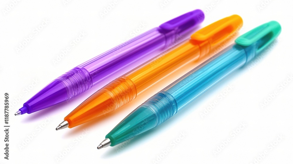 Set of Four Colorful Pens Isolated on White Background Set of Four Colorful Pens Isolated on White Background