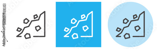 土砂崩れ、自然災害｜ライン・アイコン　[線の編集可能]