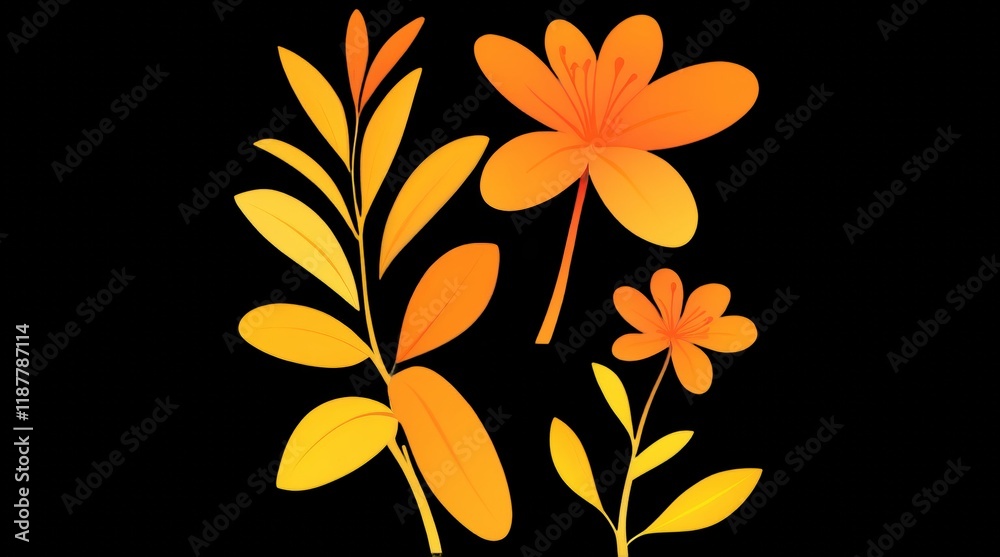 Obraz premium Vibrant High Detailed Florals with Botanical Elements for Artistic Use and Design Purposes