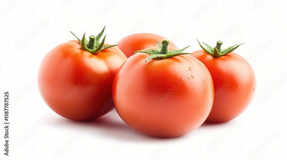 Fresh Whole Tomatoes Isolated on White Background for Culinary Use Fresh Whole Tomatoes Isolated on White Background for Culinary Use