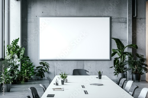 Blank whiteboard in modern office meeting room (2)
