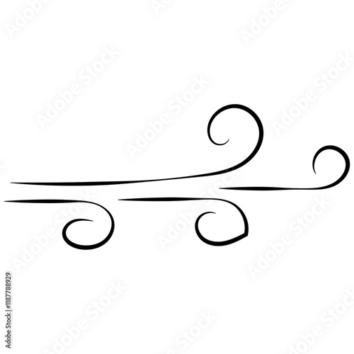 Doodle wind line sketch. Hand drawn doodle wind motion, air blow, swirl elements. Sketch drawn air blow motion, freshness, smoke flow art. Wind and air flow icons gusts. vector illustration