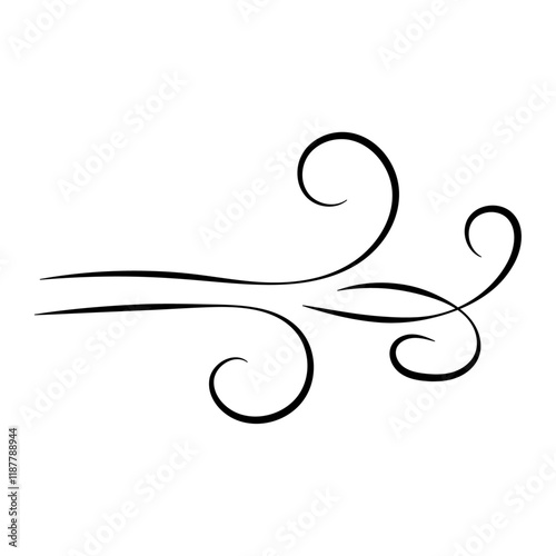 Doodle wind line sketch. Hand drawn doodle wind motion, air blow, swirl elements. Sketch drawn air blow motion, freshness, smoke flow art. Wind and air flow icons gusts. vector illustration