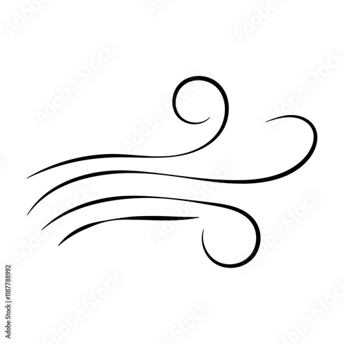 Doodle wind line sketch. Hand drawn doodle wind motion, air blow, swirl elements. Sketch drawn air blow motion, freshness, smoke flow art. Wind and air flow icons gusts. vector illustration
