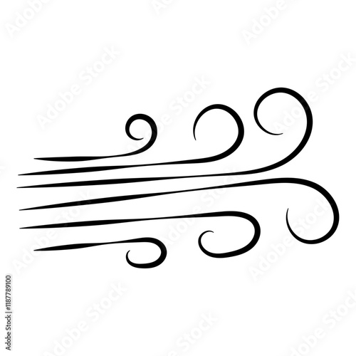 Doodle wind line sketch. Hand drawn doodle wind motion, air blow, swirl elements. Sketch drawn air blow motion, freshness, smoke flow art. Wind and air flow icons gusts. vector illustration