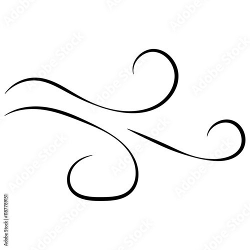 Doodle wind line sketch. Hand drawn doodle wind motion, air blow, swirl elements. Sketch drawn air blow motion, freshness, smoke flow art. Wind and air flow icons gusts. vector illustration