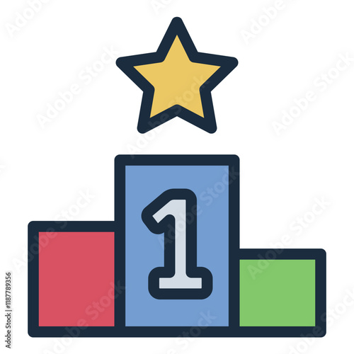 Winner podium filled line icon representing competitive and striving for excellence
