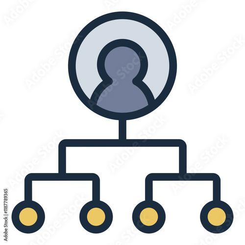 Organization hierarchy filled line icon symbolizing leadership and team guidance