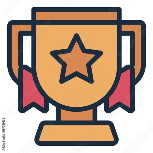 Trophy filled line icon representing success and recognition for achievements