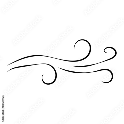 Doodle wind line sketch. Hand drawn doodle wind motion, air blow, swirl elements. Sketch drawn air blow motion, freshness, smoke flow art. Wind and air flow icons gusts. vector illustration