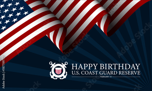 U.S. Coast Guard Reserve Birthday February 19 Design Background Illustration