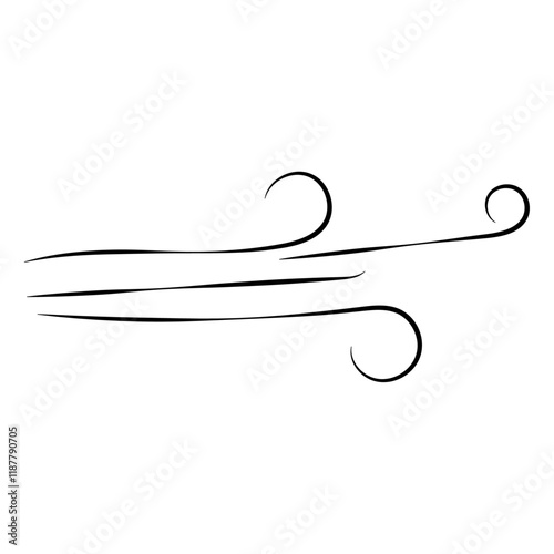Doodle wind line sketch. Hand drawn doodle wind motion, air blow, swirl elements. Sketch drawn air blow motion, freshness, smoke flow art. Wind and air flow icons gusts. vector illustration