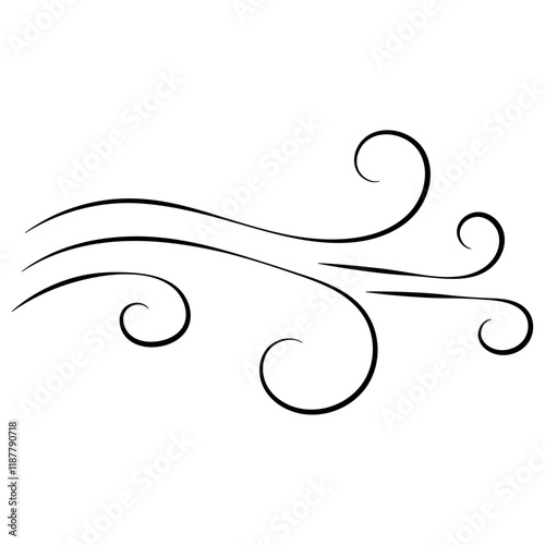 Doodle wind line sketch. Hand drawn doodle wind motion, air blow, swirl elements. Sketch drawn air blow motion, freshness, smoke flow art. Wind and air flow icons gusts. vector illustration