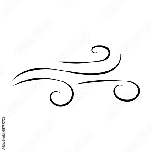 Doodle wind line sketch. Hand drawn doodle wind motion, air blow, swirl elements. Sketch drawn air blow motion, freshness, smoke flow art. Wind and air flow icons gusts. vector illustration