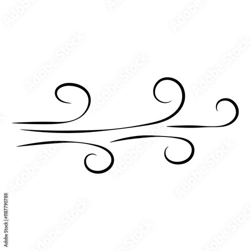 Doodle wind line sketch. Hand drawn doodle wind motion, air blow, swirl elements. Sketch drawn air blow motion, freshness, smoke flow art. Wind and air flow icons gusts. vector illustration