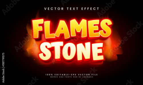 3d flame stone editable vector text effect, with red hot concept.