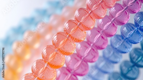 Close-up of colorful, translucent beads on a white background  photo