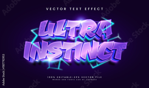 Ultra instinct 3d editable vector text effect, with thunder blade light concept.