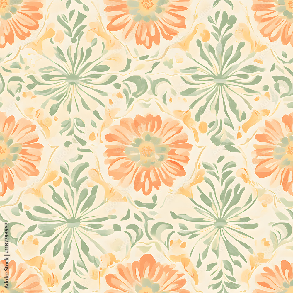 Fototapeta premium Creative Seamless Pattern 2D Doodle Floral Illustrations for wallpaper, card, tile.