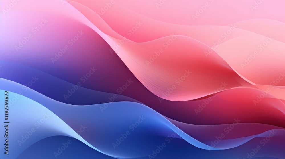 Fototapeta premium Abstract Pink Blue Swirls: A Serene Wave of Colors Digital Art Background Wallpaper