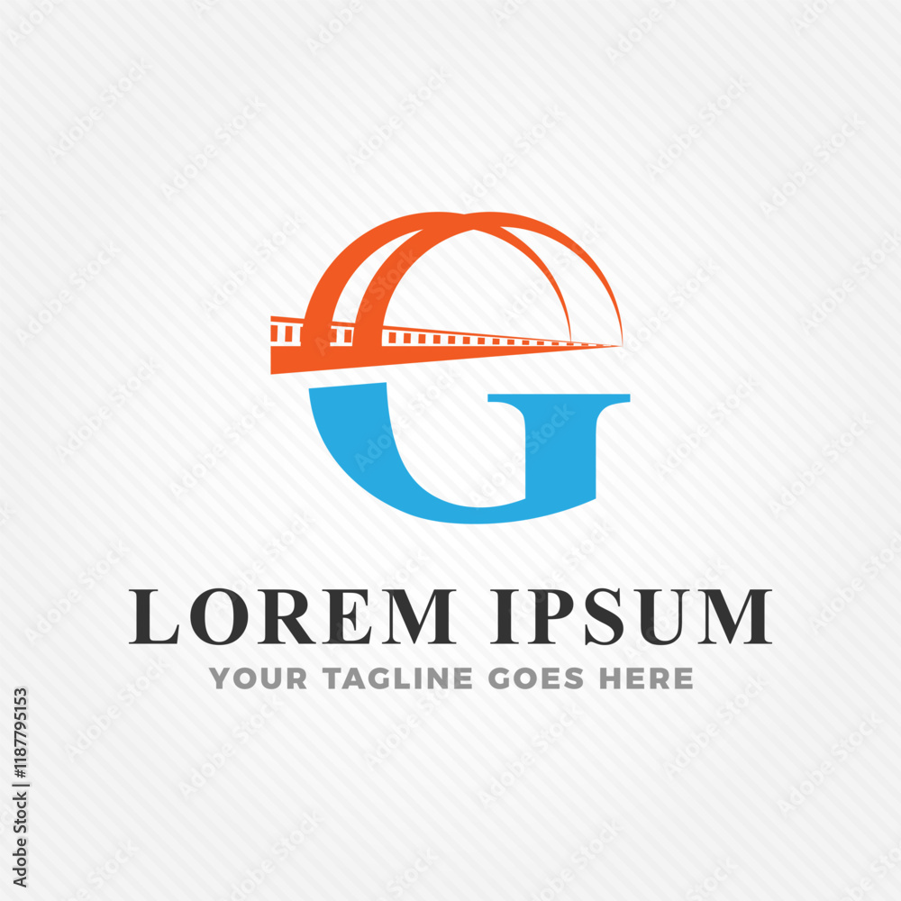 Obraz premium Famous bridge combined with initial letter G logo design template. Bridge logo design for business identity