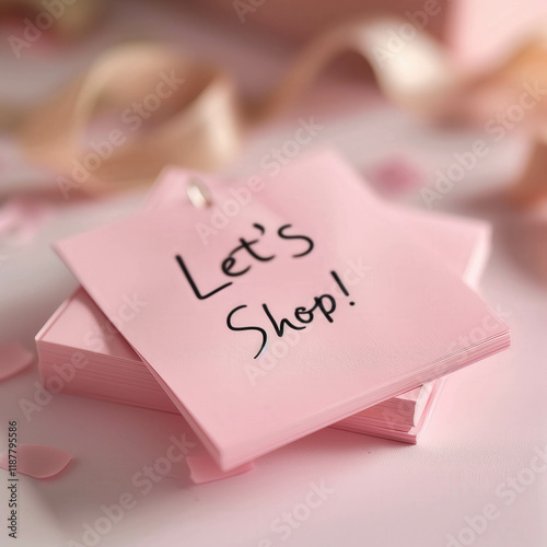 Let's Shop Pink Sticky Note Small Business