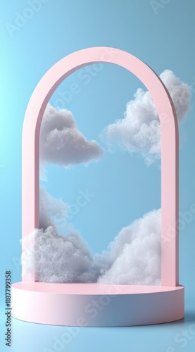Pink Archway with Clouds - Modern Architecture