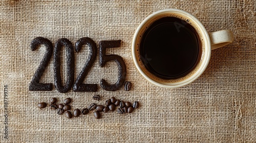 Coffee beans spelling out 