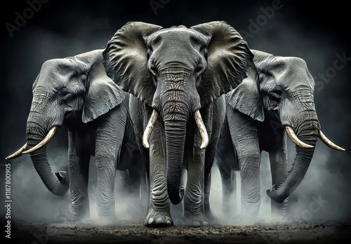 Stunning representation of elephants in a digital art style.