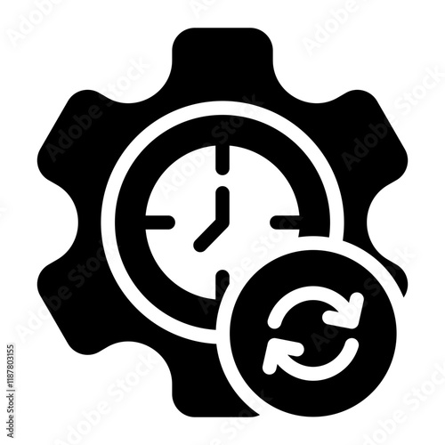 Time management gear glyph icon symbolizing flexibility and adaptability