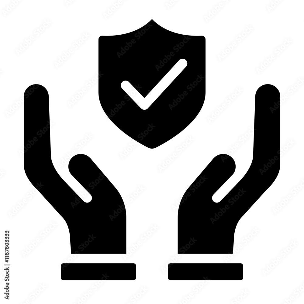 Hand holding shield glyph icon symbolizing trust and reliability Hand holding shield glyph icon symbolizing trust and reliability