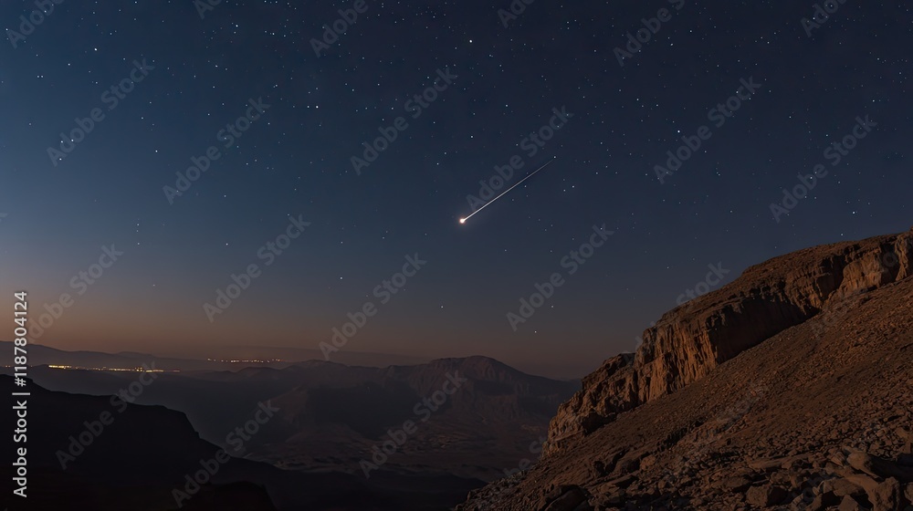 Obraz premium A star-filled night with a hint of a shooting star streaking across the darkness.
