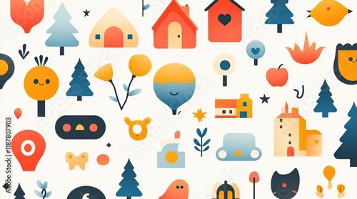 Colorful whimsical icons collection  photo