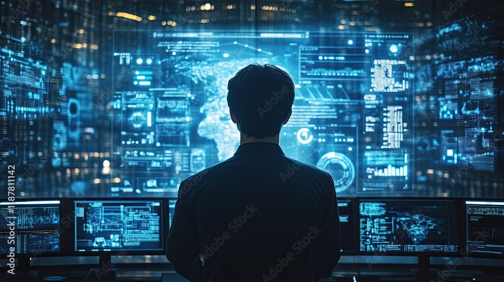 Computer engineer working on coding projects, focusing on big data and database management Computer engineer working on coding projects, focusing on big data and database management