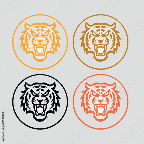 Angry Roaring Tiger minimalist logo vector illustration