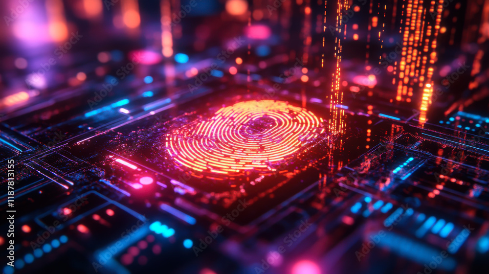 futuristic digital fingerprint being scanned futuristic digital fingerprint being scanned