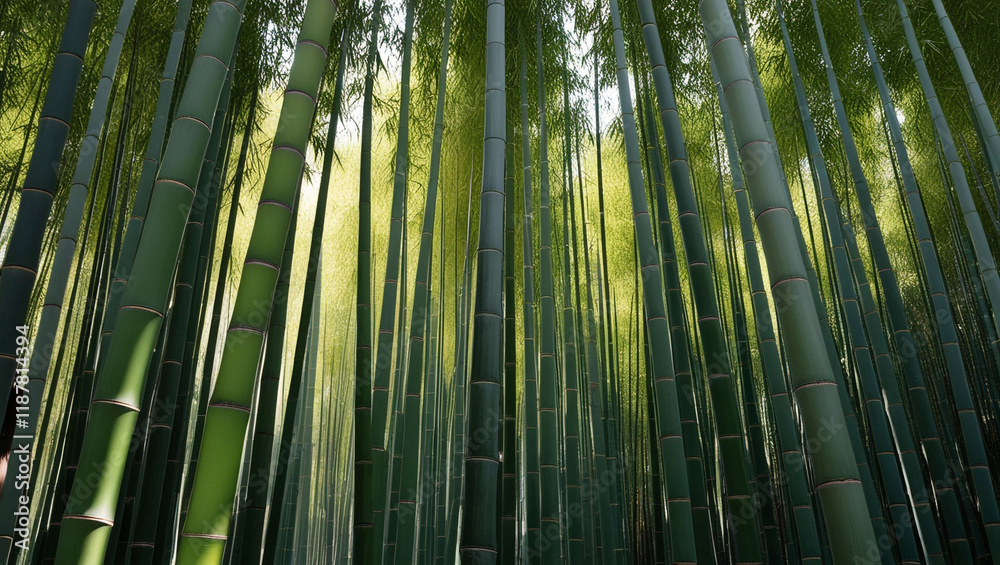 Fototapeta premium Bamboo Forest with Sunlight Filtering Through