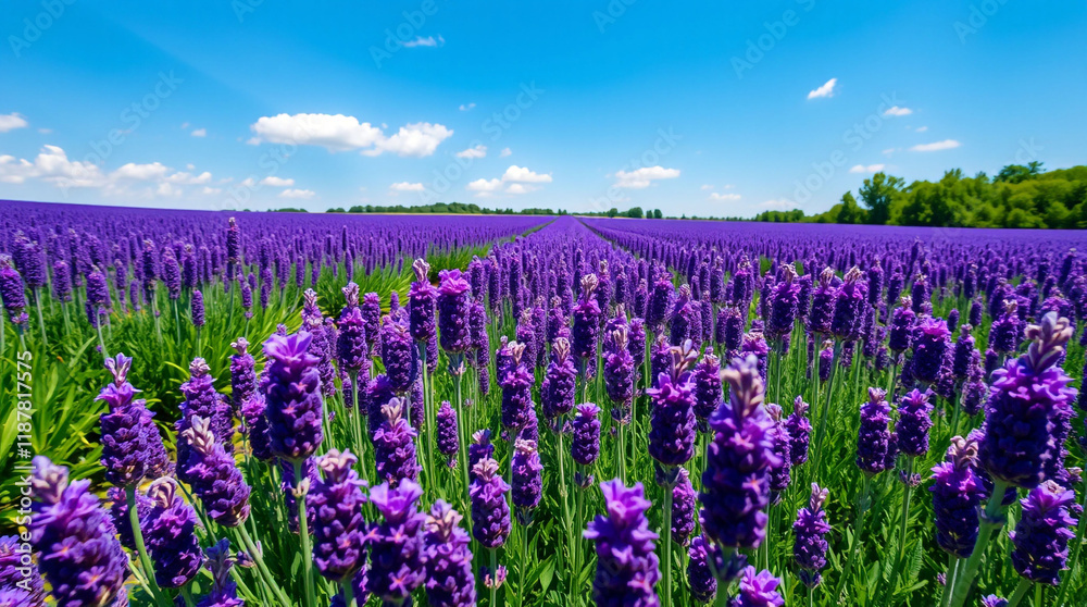 Naklejka premium Blooming Lavender Field in Summer
