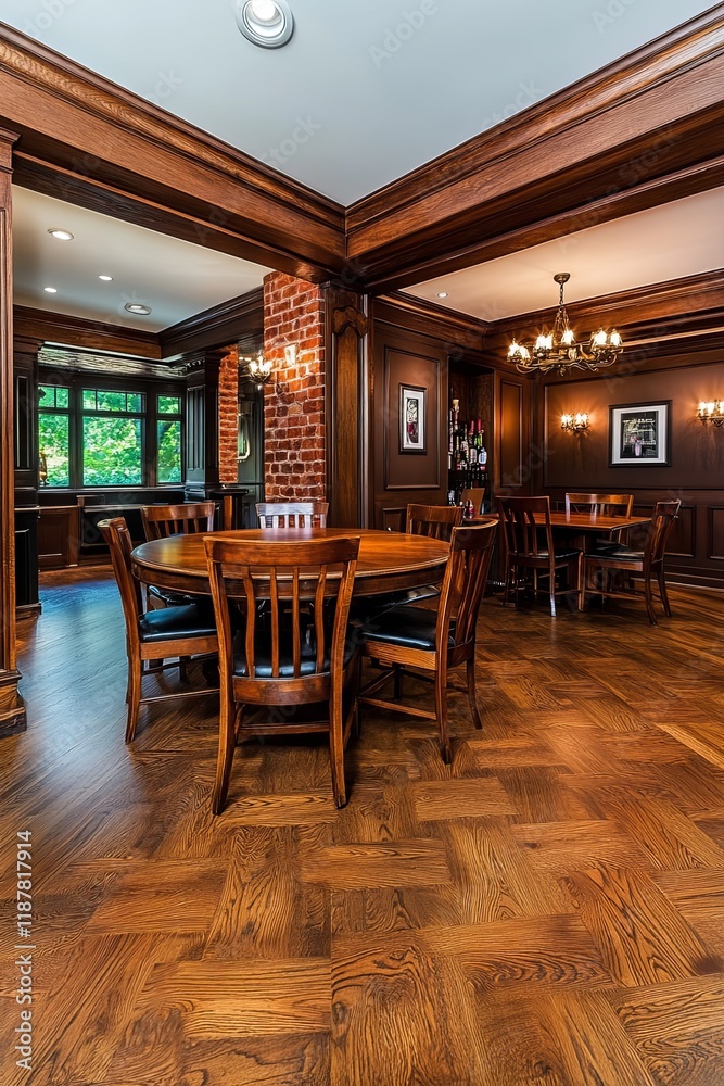 Warm Rustic Interior with Textured Brick and Wood Decor Warm Rustic Interior with Textured Brick and Wood Decor