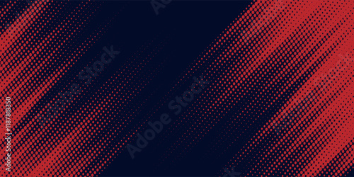 Red halftone dots blue color pattern gradient grunge texture background. Dot pop art comic sport style vector illustration