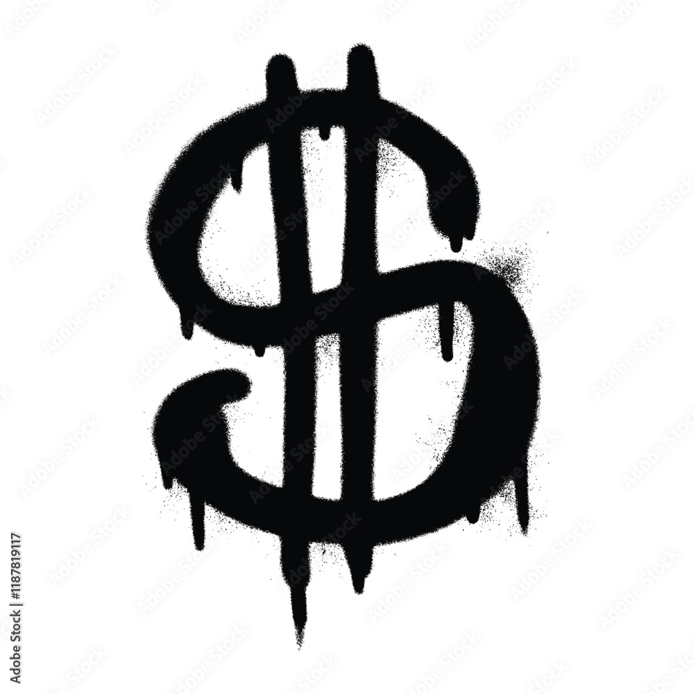 Dollar symbol graffiti spray painted style vector Dollar symbol graffiti spray painted style vector