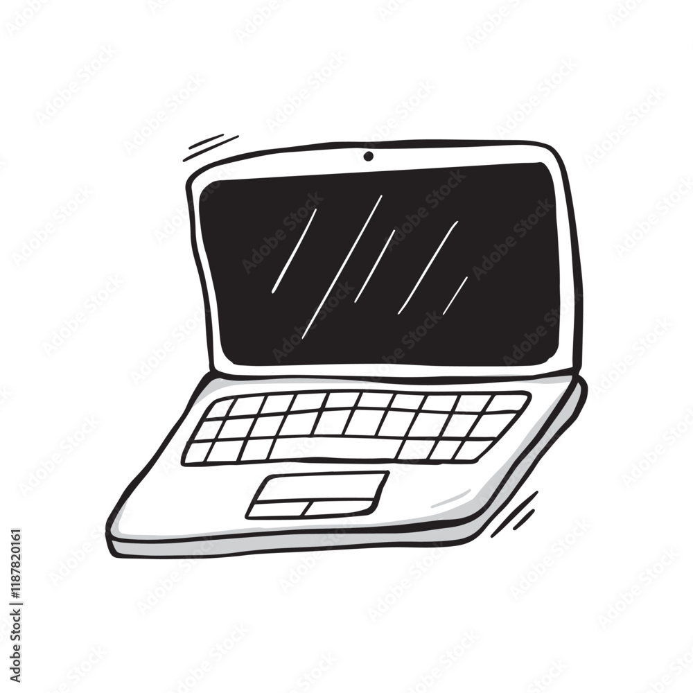 Laptop hand drawn doodle illustration style Laptop hand drawn doodle illustration style