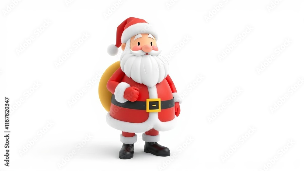 3D rendering Santa Claus icon in cartoon minimal style illustration isolated on white background, 3D, illustration, minimal 3D rendering Santa Claus icon in cartoon minimal style illustration isolated on white background, 3D, illustration, minimal