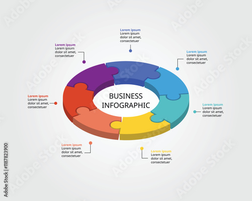 Jigsaw template with number for infographic for presentation for 7 element
