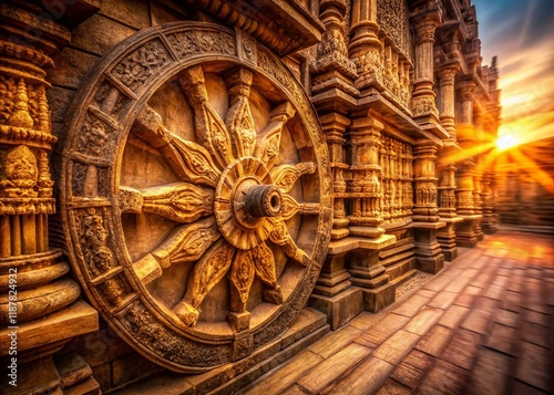 Konark Sun Temple Chariot Wheel Long Exposure Photography - Orissa, India photo