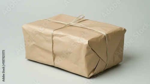 Wallpaper Mural A rectangular package wrapped in brown paper and tied with twine, on a light gray background. Torontodigital.ca