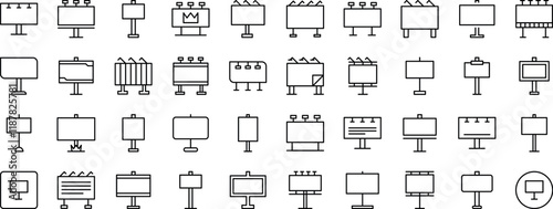 Street Banner Line Icon Pack. Outline Signs for Graphic and Web Design, Apps, Adverts, Various Cards