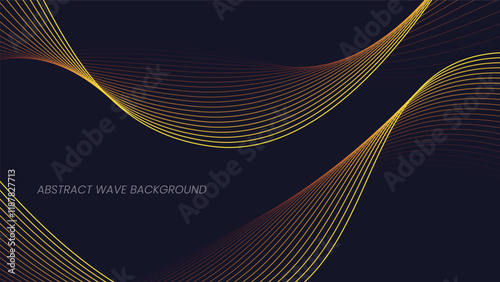 Abstract wave background with yellow line color element. Dynamic wave pattern. Modern flowing wavy lines. Futuristic technology concept. Suit for banner, poster, cover, brochure, flyer, website