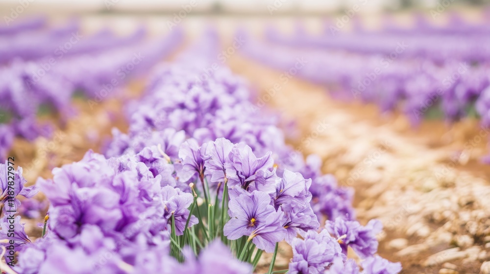 Obraz premium Vibrant lavender field in full bloom under a clear sky