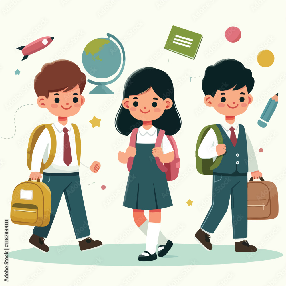 vector image of school children vector image of school children